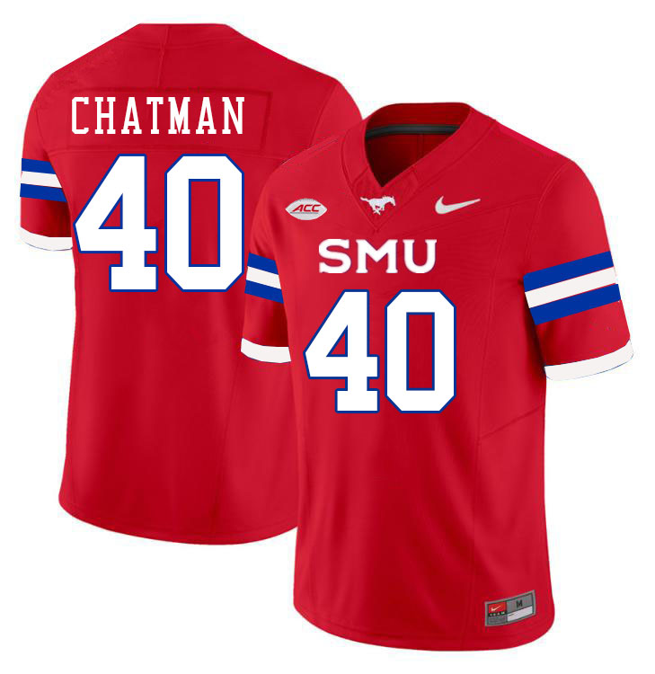 SMU Mustangs #40 Elijah Chatman Jersey College Football Uniforms-Red